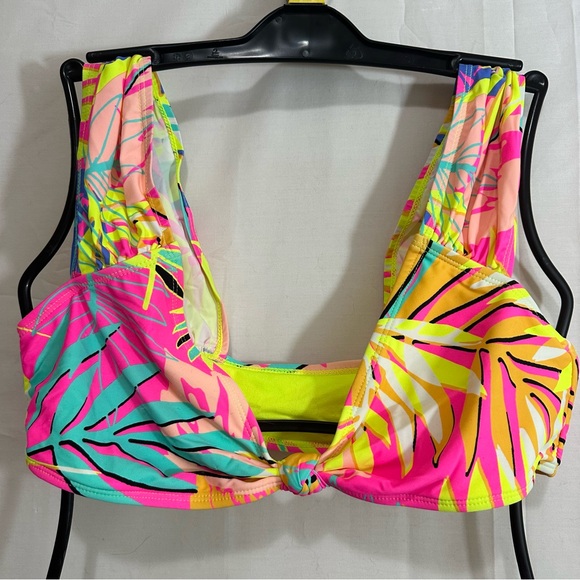 No Boundaries Womens Neon Tropical Palm Print Bikini Size L (11-13) - Picture 13 of 15